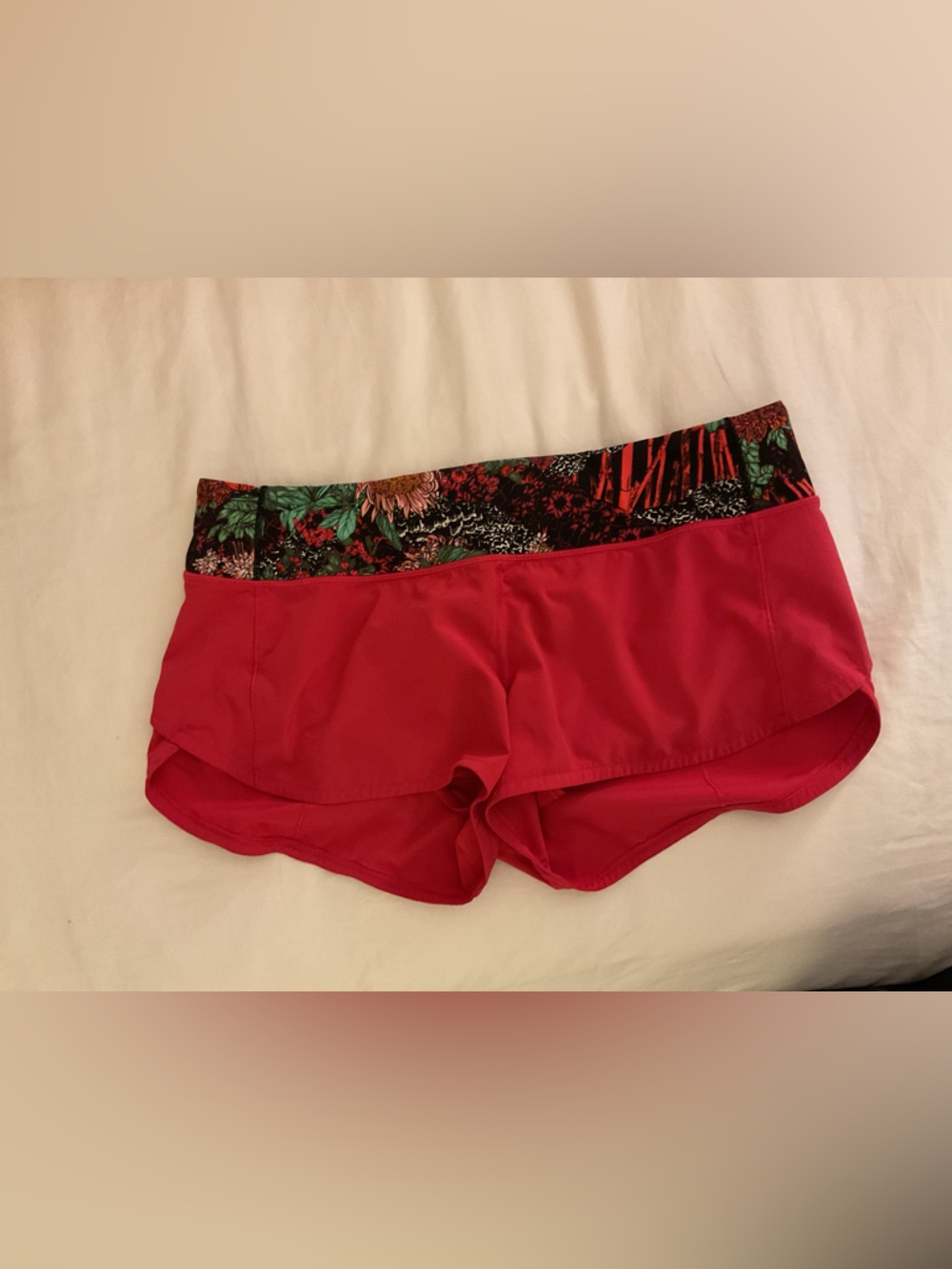 lululemon athletica Pink Athletic Shorts with Floral Waistband